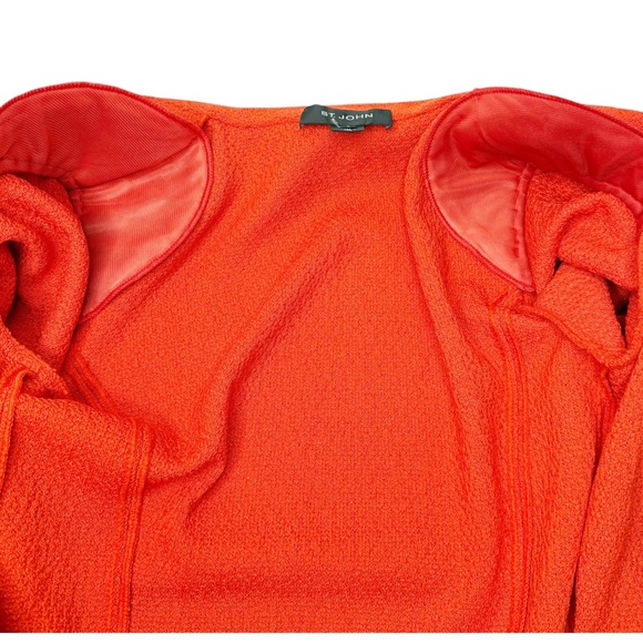 ST. JOHN Textured Knit Gold-Button Patch Pocket Blazer Jacket Orange Size 4 - Picture 7 of 12